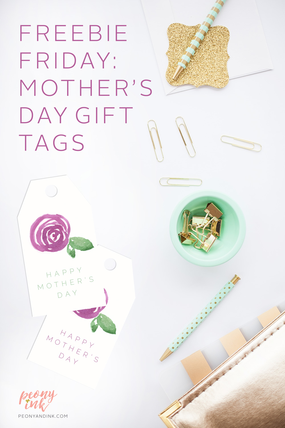 Free Printable Mother's Day Gift Tags on Peony + Ink