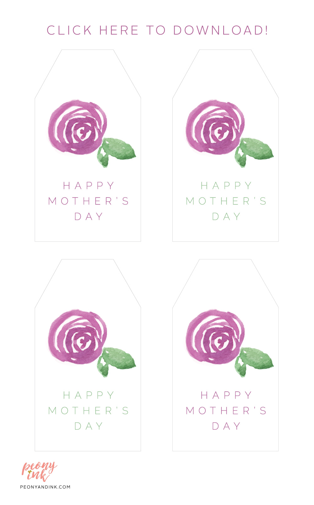Free Download: Printable Mother #39 s Day Gift Tags Peony   Ink
