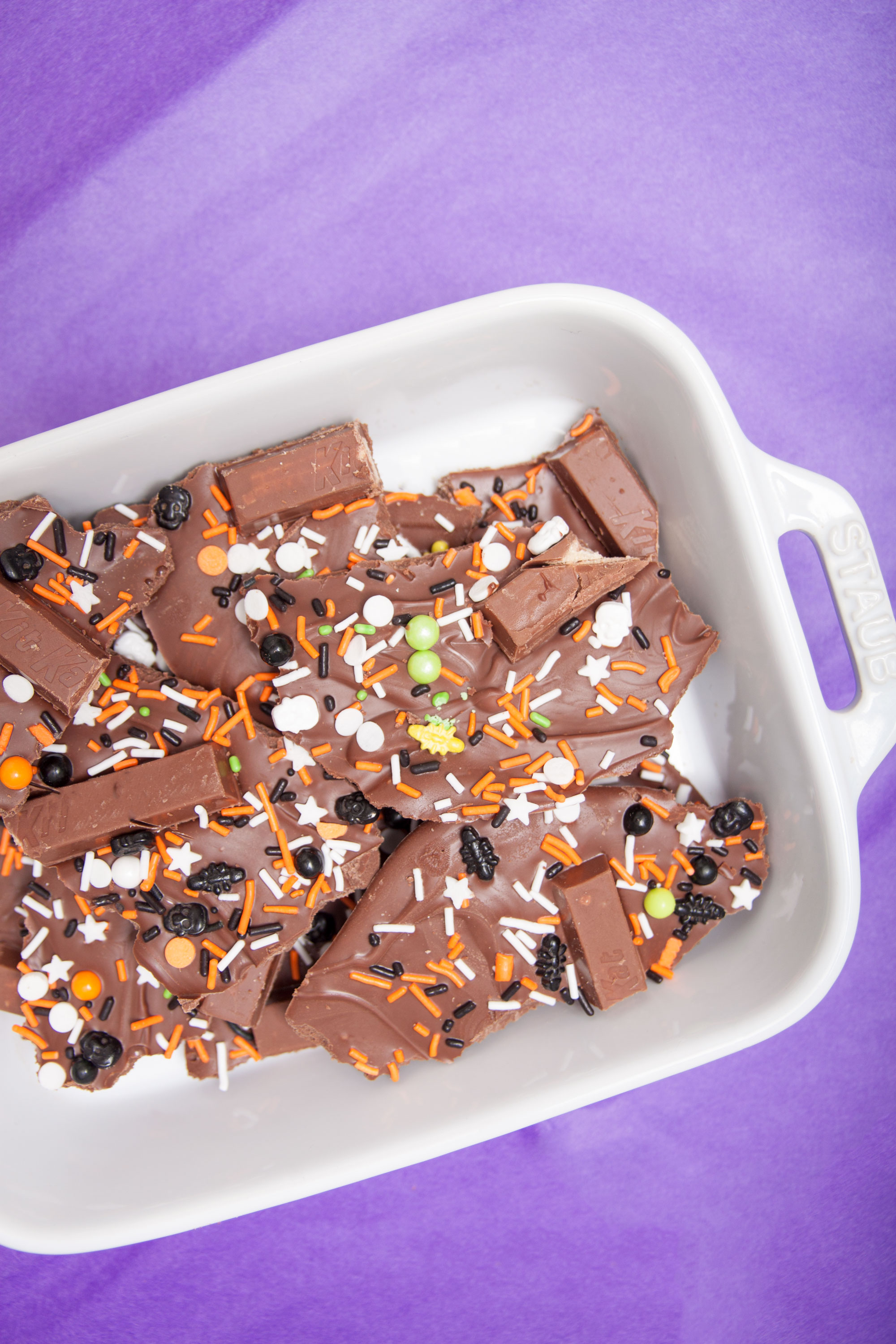 Halloween candy + Halloween sprinkles. The Halloween version of Sprinkle Explosion Unicorn Bark is here! It's all your Halloween bark dreams come true.